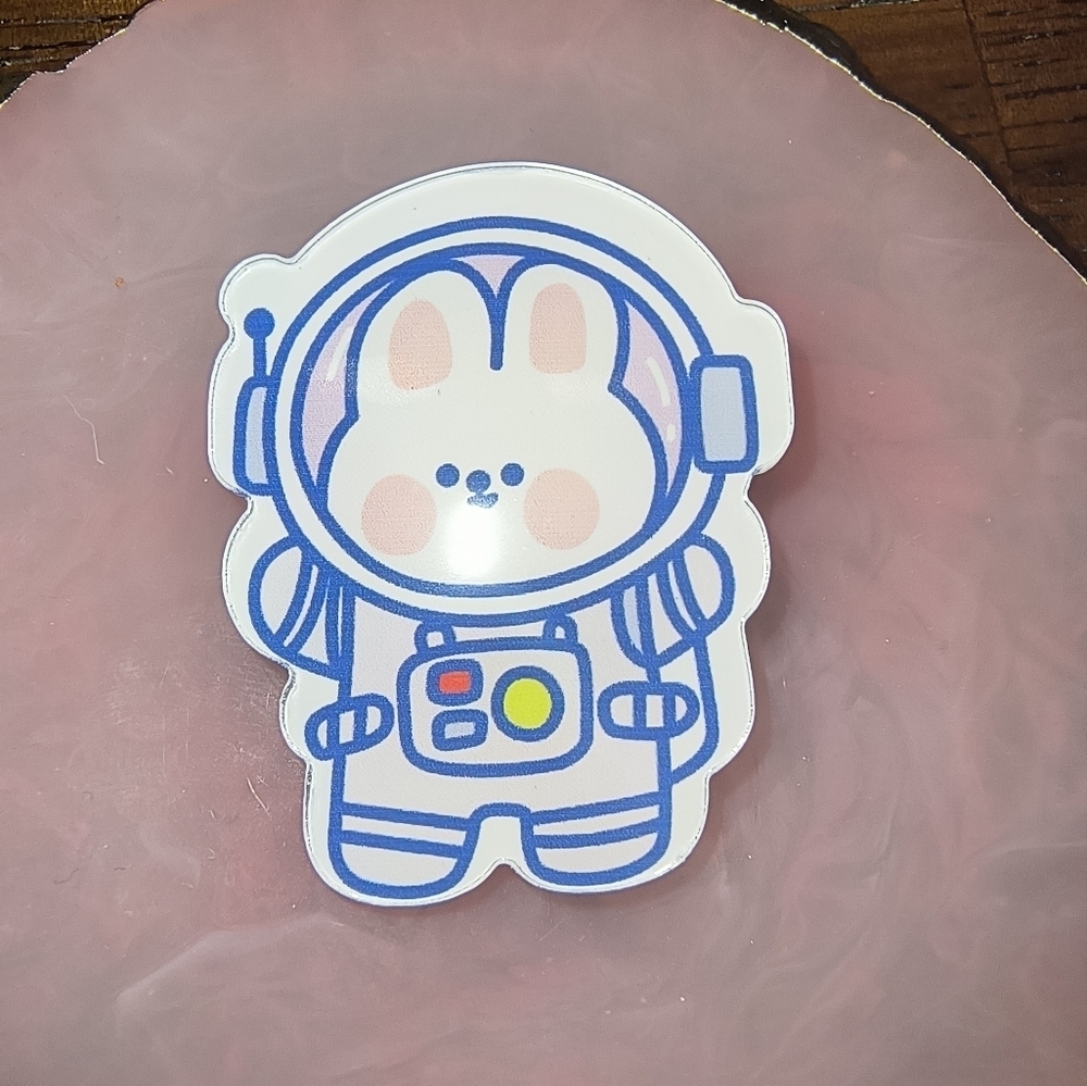 Women’s Jewelry Unique Fun Cute Happy Astronaut Bunny Enamel Pin Brooch